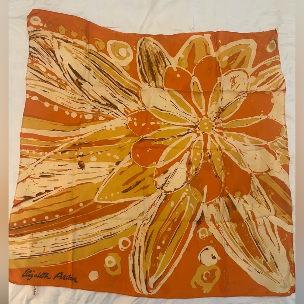Elizabeth Arden Orange and Yellow Floral Scarf